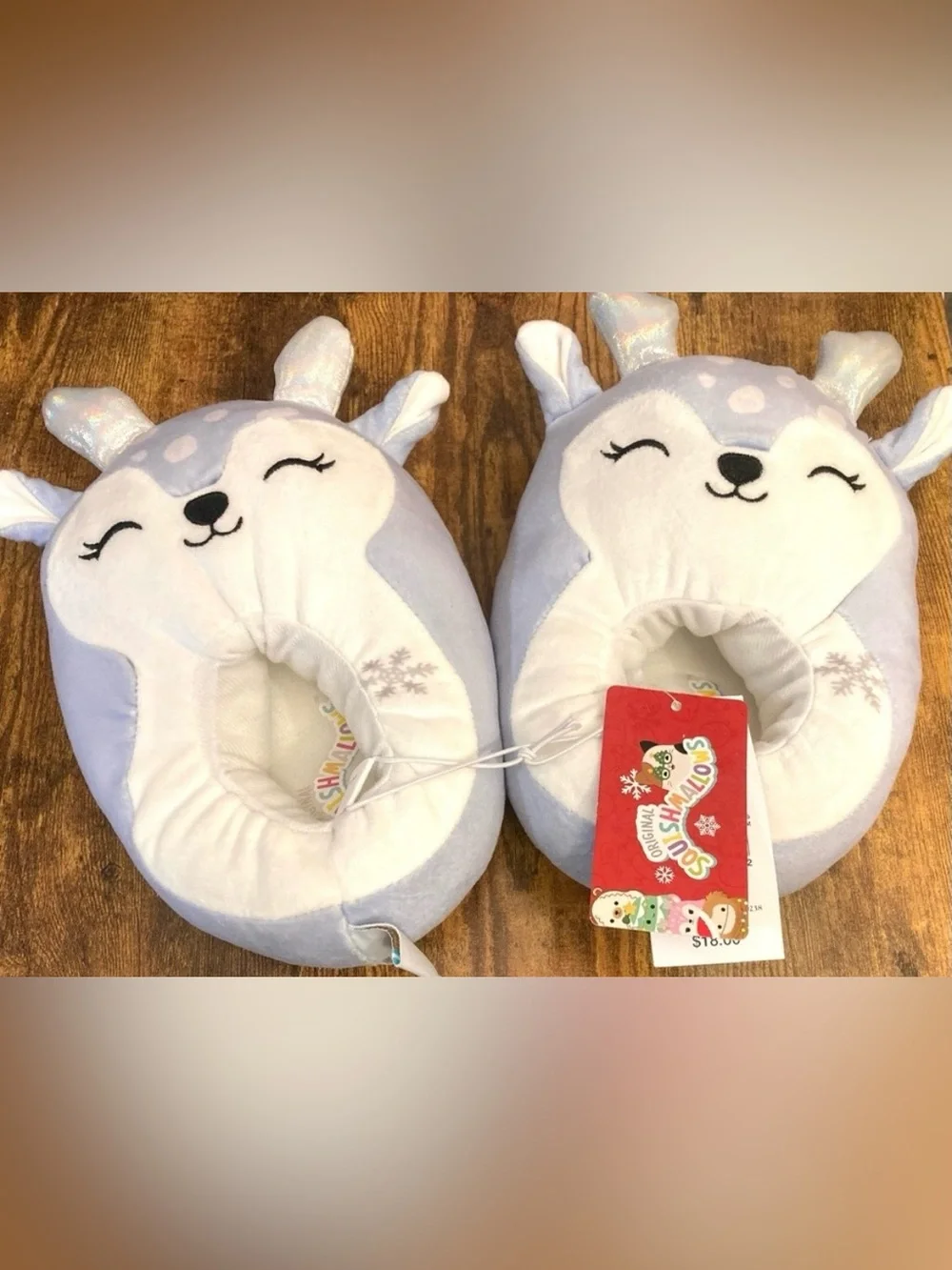 Squishmallows Kids' Deer Slippers - Light Blue Size 13-1 New - Picture 1 of 5